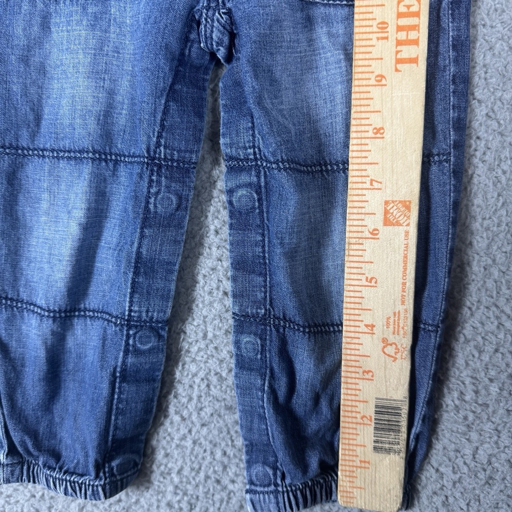 OshKosh B'Gosh Vestbak Overalls Baby Girl 18 Months Denim Blue Jean Bow - Picture 4 of 6